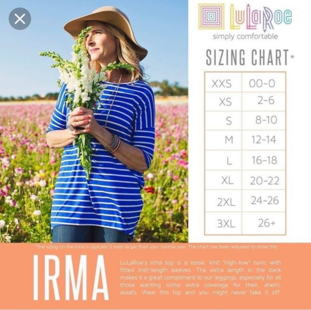 3/$30 2 Lularoe Irma tops shirts - Picture 6 of 6